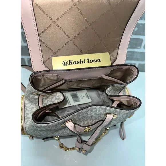 Michael Kors MK Jet Set Item Medium Chain Backpack -Powder Blush Multi - Picture 7 of 12